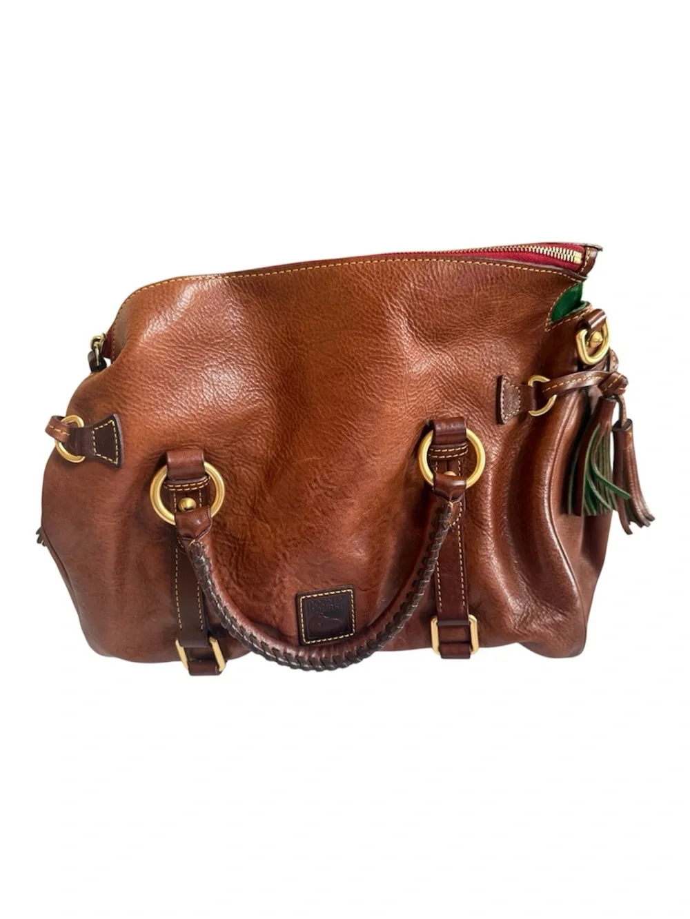 Dooney & Bourke Medium Florentine Vachetta Leather Satchel Chestnut Brown Boho - Picture 1 of 11